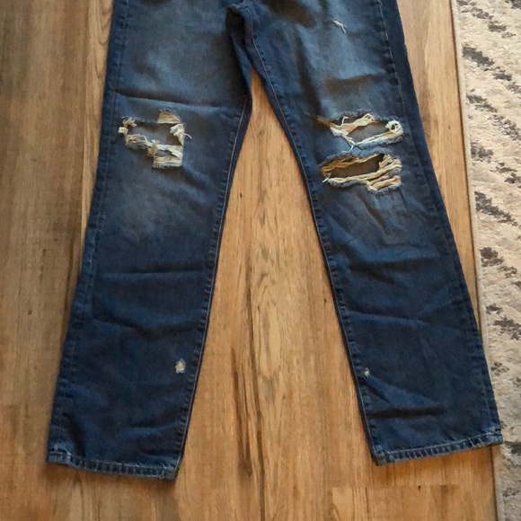 NEW!! Zara High Waisted Ripped Straight Leg Jeans - Picture 9 of 16